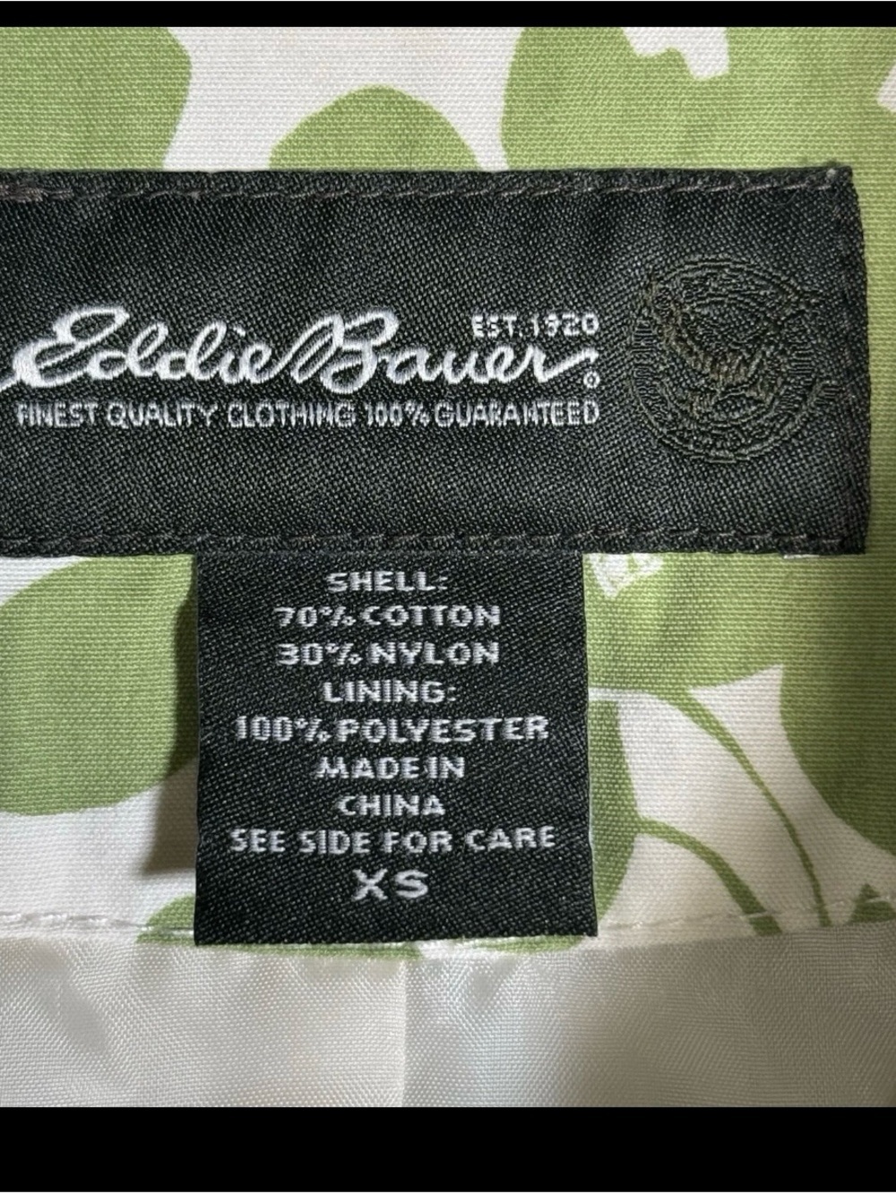 Eddie Bauer Green Floral Long Button Jacket Women’s Sz XS Lightweight - Picture 4 of 4